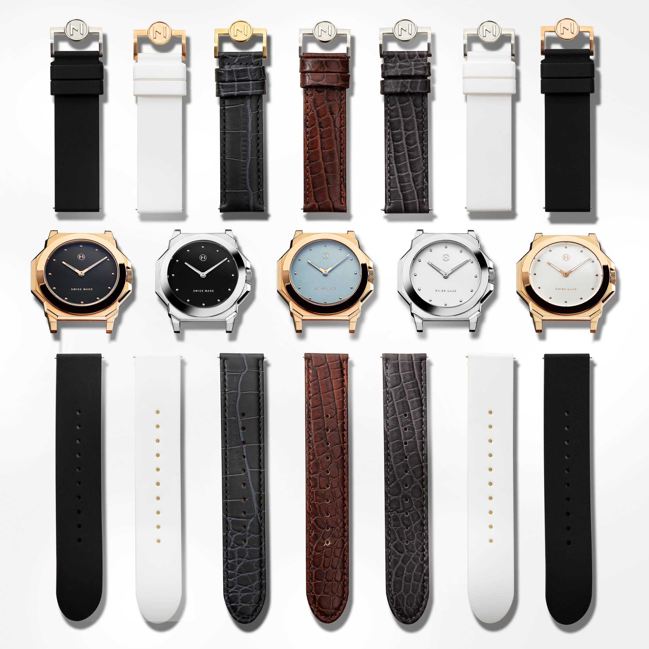 Montre NOVE ROCKETEER - Acier Quartz, Cadran Blanc, Bracelet Or Rose - 200m étanche - Neuf